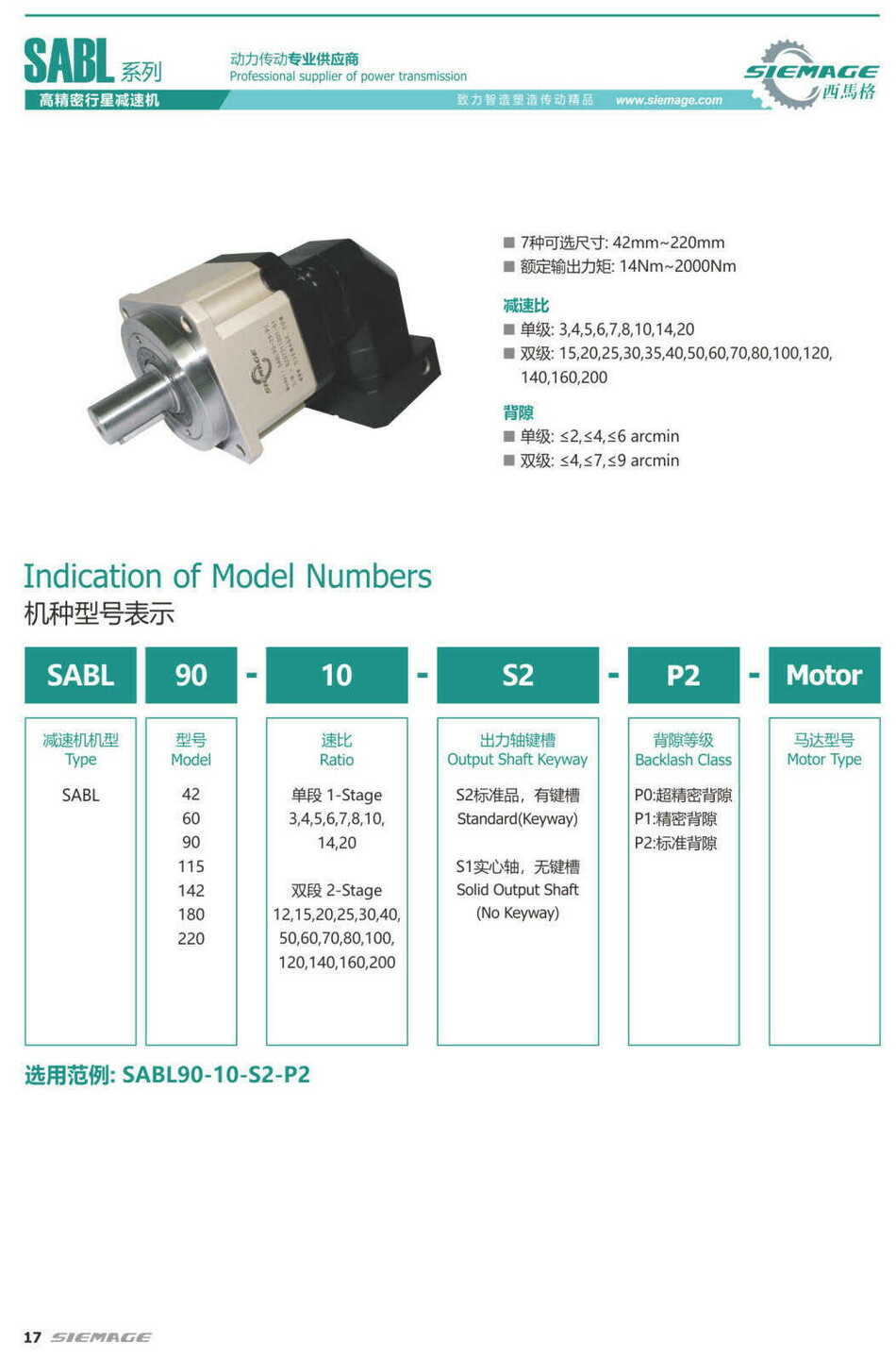 西马格高精密行星减速机SABL